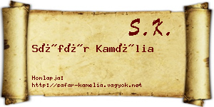 Sáfár Kamélia névjegykártya